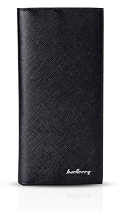 FANDARE Herren Geldbörse lang Bifold Wallet Karten Geldscheine Pack Groß PU, Schwarz A, L, geldbörse