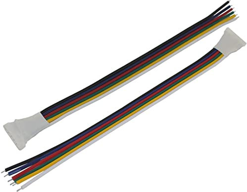 5x 10cm RGBW CCT LED Steckverbinder mit Kabel Schnellverbinder 6 Pin Buchse -> offene Kabelenden