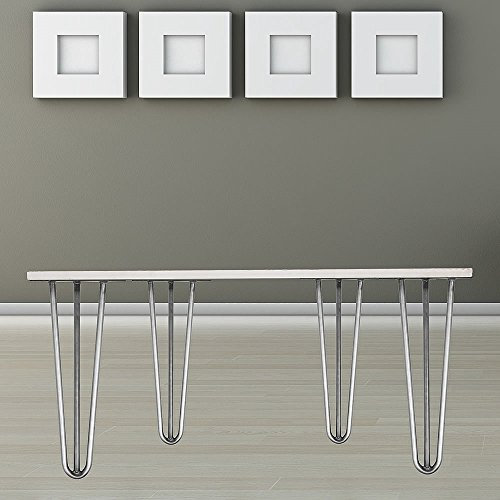Melko 4 Stück Hairpin Legs Haarnadel Tischbeine aus 12 mm Stahl Tischfuß inkl. Bodenschoner, Höhe 20 cm, Stahl, 3 Streben