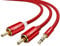 JSAUX Klinke auf Cinch Kabel 2m, 3.5mm Klinke auf 2 Chinch Stereo Audio Aux Kabel für TV, PC, Handy, MP3-Player, Lautsprecher, Heimkino, Autoradio, Tablet, Verstärker, Soundbar - rot