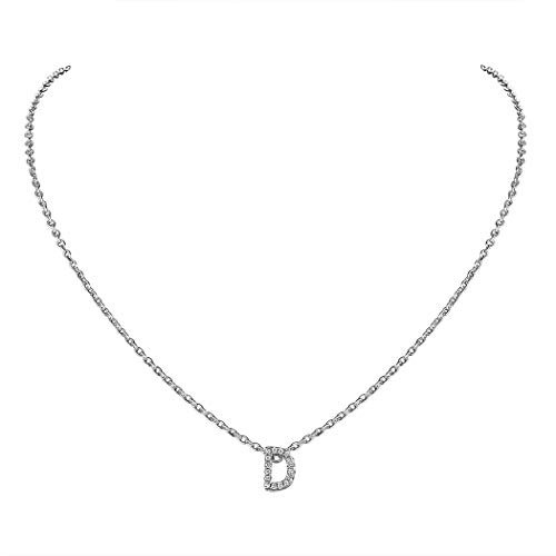 Suplight Collier Femme Initiale Plaqué Or Rose Pendentif Lettre D avec Chaîne Fine Ajustable 2mm/45cm Accessoire du Pull Rose Bijoux Cadeau Parfait