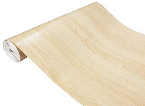 Klebefolie Möbel 90x240 cm | Möbelfolie selbstklebend in Holzoptik | Folie für Möbel zur einfachen Renovierung von Türen, Tischen und Regalen | Klebefolie dekorativ und abwaschbar | Beiger Ahorn