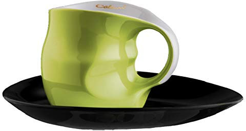 Luigi Colani ab OVO Color Kaffeetasse & Untertasse Kaffeebecher Cappuccinotasse Cappuccino Tassen 210 ml (Grün/Green)