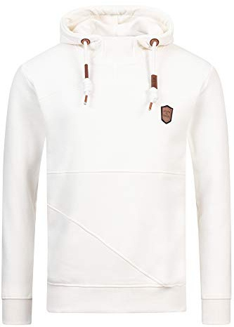 Indicode Herren Meza Sweatshirt mit Kapuze | Hoodie Kapuzenpullover für Männer Offwhite, L