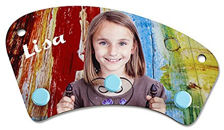 Wandgarderobe mit Foto und Text Name selbst gestalten, Kindergarderobe, Garderobe, Kleidergarderobe für Kinder, Kleiderhaken, Kinderzimmer für Junge und Mädchen