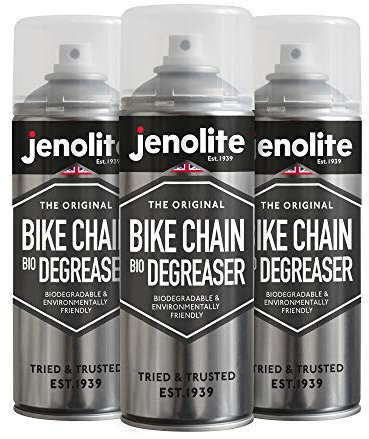 JENOLITE Bike Chain BIO Degreaser Aerosol | Water Soluble | Biodegradable Bike Degreaser Spray | Deep Clean Chain & Other Parts | 3 x 400ml