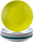 LOVECASA, Series Sweet, 6 Pieces Dessert Plate Porcelain Dinnerware Set Dinner Plate Set Dinner/Salad/Fruit/Snack Plate, Dinner Plate Pack of 6, Cool Assorted Colour, 21.5 x 21.5 x 2.5 cm