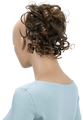 CAISHA Haarteil Haargummi Lena Hochsteckfrisuren Brautfrisuren Voluminös Gelockt Unordentlich Dutt Kunstfaser DM17cm Braun Mix G21L