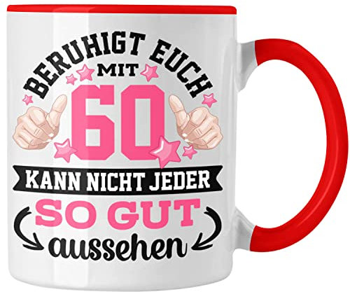Trendation - 60. Geburtstag Frauen Tasse Geschenk Geschenkidee 60er Geburtstag Spruch Perfektion Mama Mutter Lustiger Spruch Witzig (Rot)