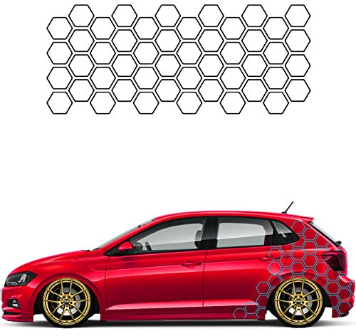 1A Style Sticker Auto Waben Offen Aufkleber Autodekor Tuning KFZ Seitenaufkleber Hexagon Wohnwagen Premium Folie (Matt Türkis)