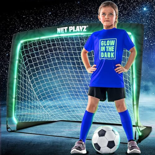 Fußballnetz-Geschenke – beleuchtete Fußballtore, die im Dunkeln leuchten | Tragbare Pop-up-Fußballtore für Kinder, Teenager und Jugendliche