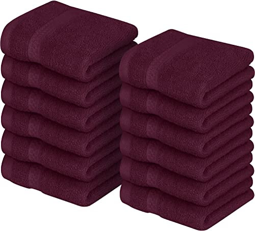 Utopia Towels - Lot de Serviettes de Toilette Premium (30 x 30 CM, Bourgogne) 100% Coton, Gants de Toilette/Serviette de Visage, Très Absorbants et Doux au Toucher (Paquet de 12)