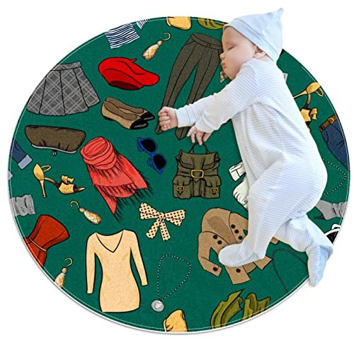 Kleiner Bereich Teppiche Badezimmerteppiche Mode Kleidung Rutschfest Überwurf Teppich Bodenteppich Türmatte für Sofa Schlafzimmer Kinderzimmer Dekor, (rund - 0,8 m Durchmesser)