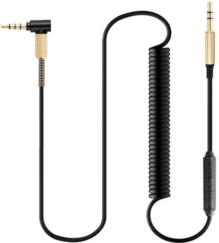 FAAEAL Major3 Coiled Audio Cable Compatible with Marshall Major2 Major4 Beats Studio3 Solo3 Solo4 Headsets 3.5mm in-line Mic Volume Control Headphone Cord 4.2ft-8ft w/mic