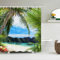 HYFBH 1PC Vert Plantes Tropicales Rideaux de Douche pour Salle de Bain Polyester Seaworld Rideau de Douche Impression Rideau Plage Rideaux de Douche 90x200cm/WxH