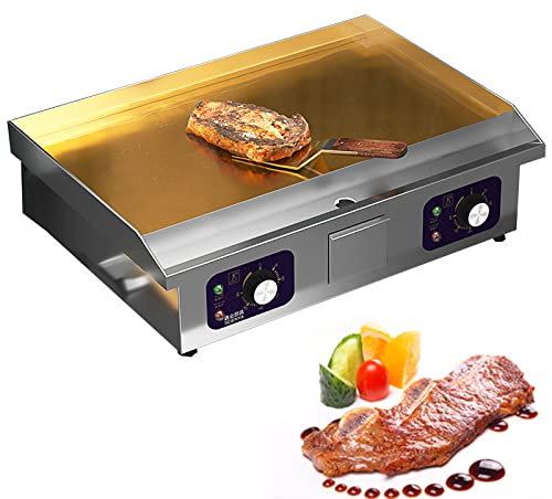 Piastra Elettrica Professionale per Barbecue, Piastra di Cottura in Acciaio Inox in Ghisa, 50-300°C, Grill Elettrico Multifunzione con Contenitore di Raccolta Grasso per Ristorante, Cucina,820