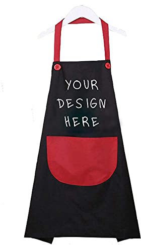 ZMvise Delantal de cocina personalizado personalizado con texto en inglés Custom Your Design unisex para mujeres y hombres, Negro&rojo, talla única