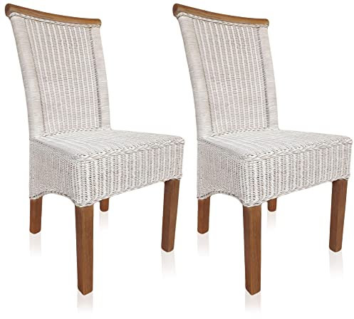 ELYFLAIR® Esszimmerstuhl Rattan - belastbar bis 200kg - Esszimmerstühle aus FSC-zertifiziertem Rattan - Handgefertigte Stühle Esszimmer (Ohne Sitzkissen, 2er)