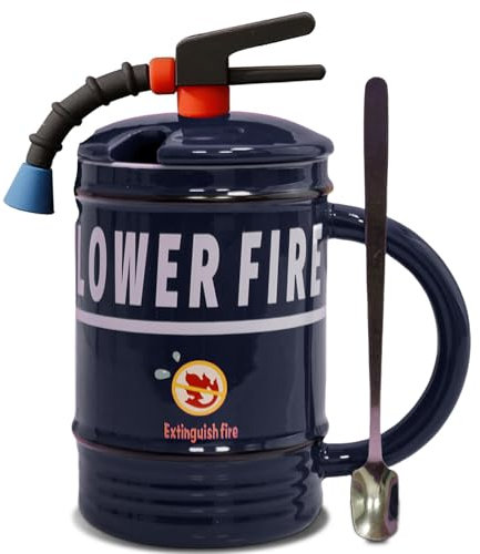 ZONSUSE Feuerlöscher Tasse Personalisiert,Kaffeebecher Porzellan,Cappuccino Tassen,3D Teetasse,Lustige Geschenke für Männer Frauen Liebhaber Freunde Kollegen Kinder Geburtstage Feiertage (Blau)