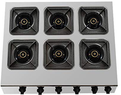 Multifunctional Commercial Gas Hob Stove, Suitable for Natural Gas/liquefied Gas 3/4/6/8 Burner Gas Stove, Stainless Steel Integral Molding Desktop Cooktop (Liquefied Gas 6 burner)