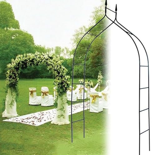 Rosenbogen-Gartenlaube, 255 x 140 cm, Gebogene Eisen-Torbogenstütze, Metall-Gartenspalier for Kletterpflanzen, dekorative Bögen for Themenpartys, Hochzeitszeremonien, Schwarz