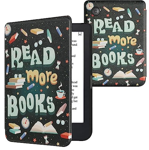 kwmobile Klapphülle kompatibel mit Kobo Clara 2E / Tolino Shine 4 Hülle - eReader Case - Lies mehr Bücher Blau Gelb Grün
