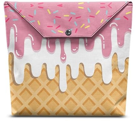 Jndtueit Ice Cream Book Covers for Classroom Protection and Care, Cartoon Food Textbooks Bookcovers with Pocket, Yellow Pink