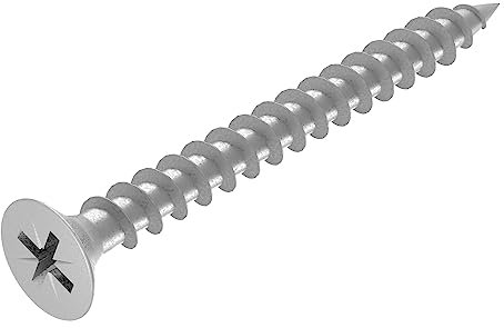 SECCARO Lot de 100 vis à bois pour panneaux d'aggloméré 6 x 60 mm en acier inoxydable V2A VA A2 avec filetage complet, cruciforme/PZ