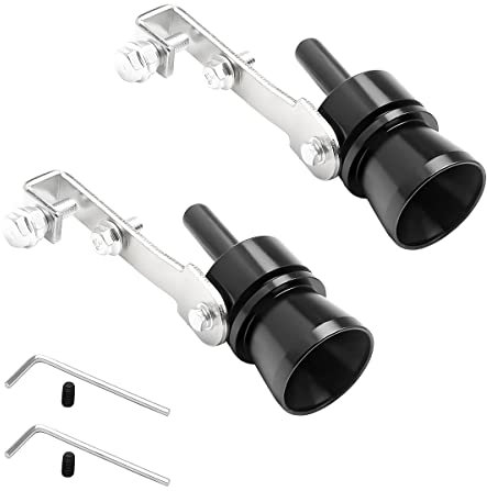 JNNJ 2 Stücke Auto Turbo Sound Auspuff Pfeife, Turbo Pfeife Für Auto Auspuffrohre Aluminiumlegierung, Autos Endrohr Schalldämpfer Für Alle Fahrzeuge Modelle(Schwarz)
