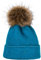 styleBREAKER Damen Strick Bommelmütze Einfarbig mit Pailletten und Fleece Futter, Winter Fellbommel Mütze, Strickmütze 04024210, Farbe:Petrol