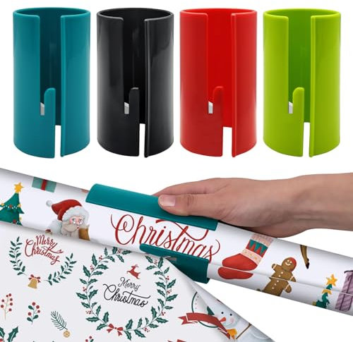 Eurtes Coupe Papier Cadeau Rouleau, 4PCS Coupe-papier d'emballage, Wrapping Paper Gift Wrap Cutter, Massicot Rouleau de Papier Cadeau de Noël, Utilisé pour le Papier Cadeau, Noël, etc