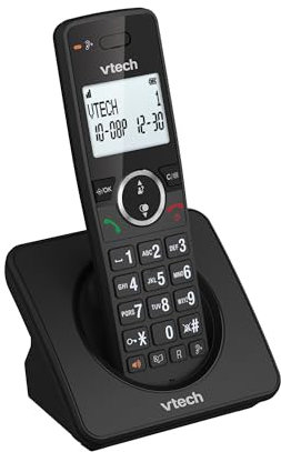 VTech ES2000 Téléphone sans Fil DECT avec Blocage d'appel, contrôle du Volume, Identification de l'appelant/Appel en Attente, 18 Heures d'autonomie, numérotation Rapide, Noir