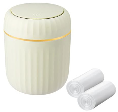 MEETOZ Desktop Trash Can,with Press Type Lid,Mini Plastic Desktop Trash Bin for Family Living Room Kitchen Bathroom Office Car Indoor Plastic Trash Can,with 60 sheets of Trash Bags (Green)