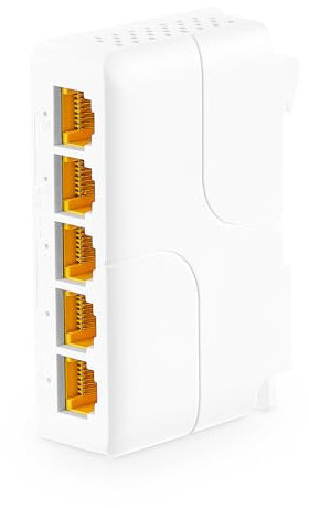 MokerLink 5-Port Gigabit PoE Extender, IEEE 802.3 af/at/bt 90W Repeater, 10/100/1000Mbps, 1 Ein- 4 Ausgang, Wand- & DIN-Schienenmontage Passthrough Switch