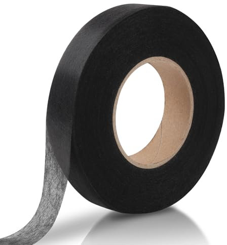 Saumband Ohne Nähen Rolle, Bügelband zum Aufbügeln, Klebeband für Stoff, Vorhang, Kleidung - Reparatur (Schwarz, 20mm x 64m)