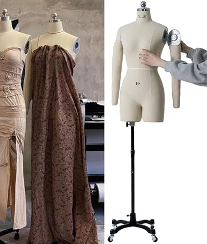 schneiderpuppe Mannequin Büste mit Armen und Beinen, Weibliche Kleiderformen zum Nähen von Kleidung, Schneiderpuppen Schaufensterpuppe auf Rädern, Volle Größe für Erwachsene for Clothing Shop Dresses(
