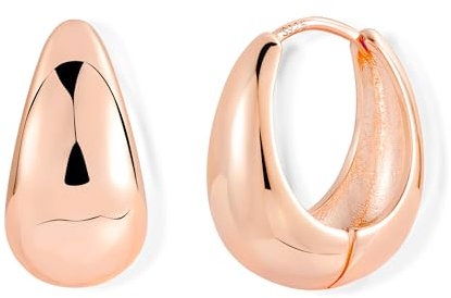 ASH'S CHOICE Orecchini a cerchio spessi e grossi a goccia per donne, orecchini a cerchio Huggie piccoli ipoallergenici in oro rosa lucido regalo di gioielli 20x18 mm
