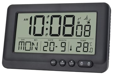 HAPPMY Radio Alarm Clock with 2 Alarm Times, Light & Temperature Display, Radio-Controlled Clock