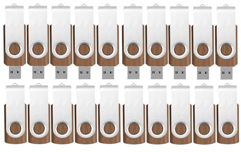 USB Stick 4GB 20 Stück TATMOHIK Holz USB Stick Speicher 4GB 20er Pack Pendrive USB 2.0 Metall-Schwenkclip USB Flash Drive Schnellen Geschwindigkeit Memory Stick(Walnussholz,4GB,20 Stück)