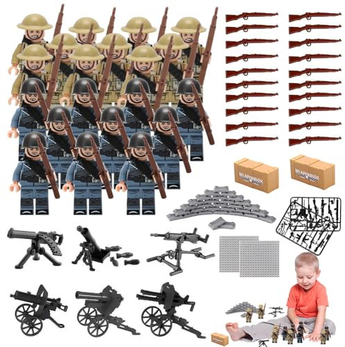 YANAYANA Waffen Militär Set für Figuren, Mini Figures Military Kit, Polizei WW2 Armee Spielzeuge zum Ww2 Army Soldaten, Baustein Spielzeug, Militärspielzeug Kampfspielzeug für Kinder Geschenk