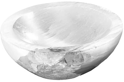 NKlaus Selenit Schale 7,5x3 cm – Für Reiki, Edelstein-Aufladung & spirituelle Reinigung, handgefertigt, polierter Naturstein für Meditation & Feng Shui