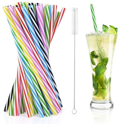 60 pièces Pailles Réutilisables, Pailles Multicolores avec Brosse de Nettoyage, Paille pour Cocktails, Jus, Mariages (23cmX7mm)