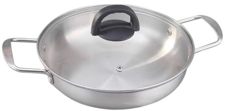 BESPORTBLE Cacerola De Acero Inoxidable Para Sopas y Fideos Korean Style Con Tapa y Doble Asa Para Cocinas De Inducción y Uso Doméstico