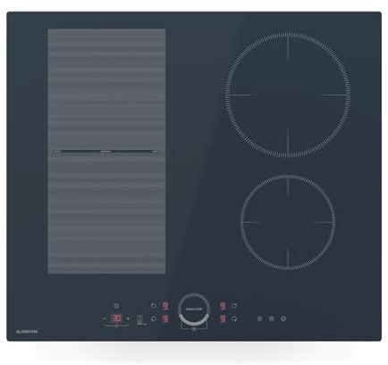 Klarstein Delicatessa 60 Hybrid Induction Hob - 4-Zone Built-In Electric Induction Cooker, 7000W Booster, Flexzone, Slider Control, Child Lock, Anthracite Glass-Ceramic