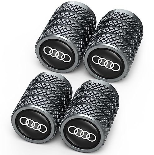Legierung Auto Ventilkappen für Audi A1 A3 RS3 A4 A5 A6 A7 RS7 A8 Q3 Q5 Q7 R8 S Series,4pcs Ventilkappen Auto Reifen Ventilkappe, Auto Reifen Luftabdeckungen Staubkappen, schwarz