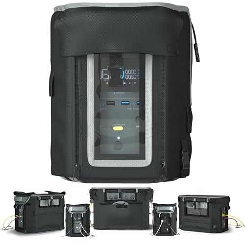 Tragbare Powerstation-Abdeckung, wasserdicht, für ECOFLOW DELTA 2 & extra Akku, 1680D + 400D strapazierfähiges, doppellagiges Gewebe, leicht zugängliches Design für den Innen- und Außenbereich