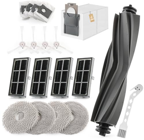 18PCS Kit D'accessoires pour Dreame L10s Ultra Gen 2/L10s Pro Ultra Heat/X30 Ultra/Mova E30 Ultra Accessoires avec 1 Brosses Principales, 4 Brosses Latérales, 4 Vadrouille, 4 Filtres, 4 Sacs(xx)