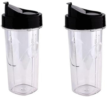 Genérico Paquete de 2 Vasos de Repuesto for licuadora de 24 oz con Tapa abatible for Accesorios de licuadora Pro 1200W