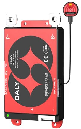 DALY BMS 12V 4S 100A LiFePO4 - Carte de Protection de Batterie Bluetooth Intelligente pour Batterie Lithium 12V pour Moteur de pêche à la traîne de Camping Car, Centrale électrique Portable