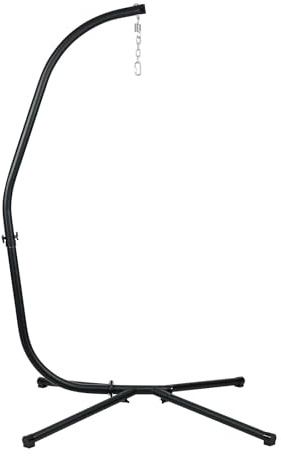 Masyardi COWVIE Freistehendes Hängestuhlgestell, strapazierfähiger C-Ständer aus Stahl mit Karabinerhaken, maximale Belastbarkeit 136 kg, Ideal für drinnen und draußen, schwarz